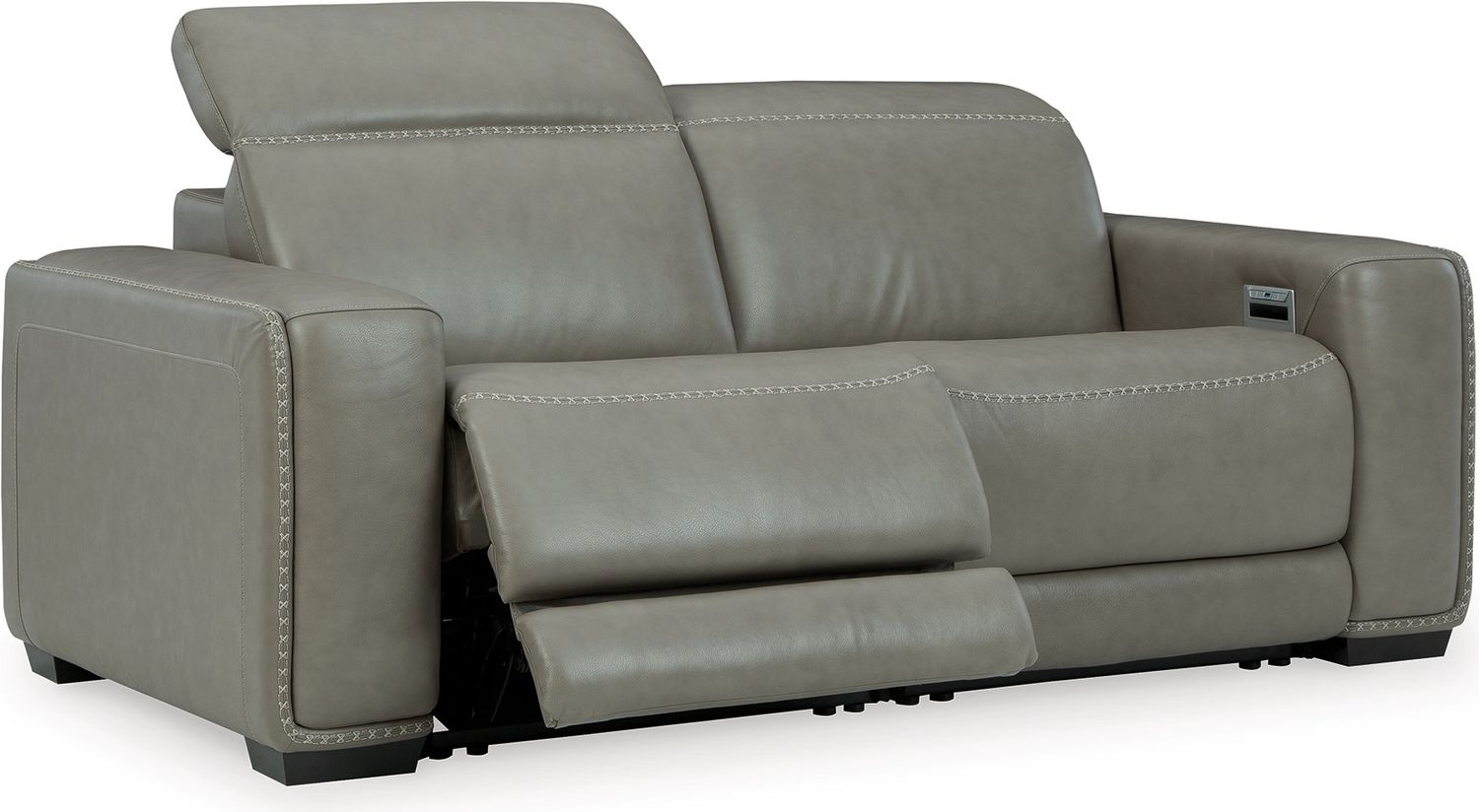 Correze Leather Power Reclining Loveseat In Gray U94202S10