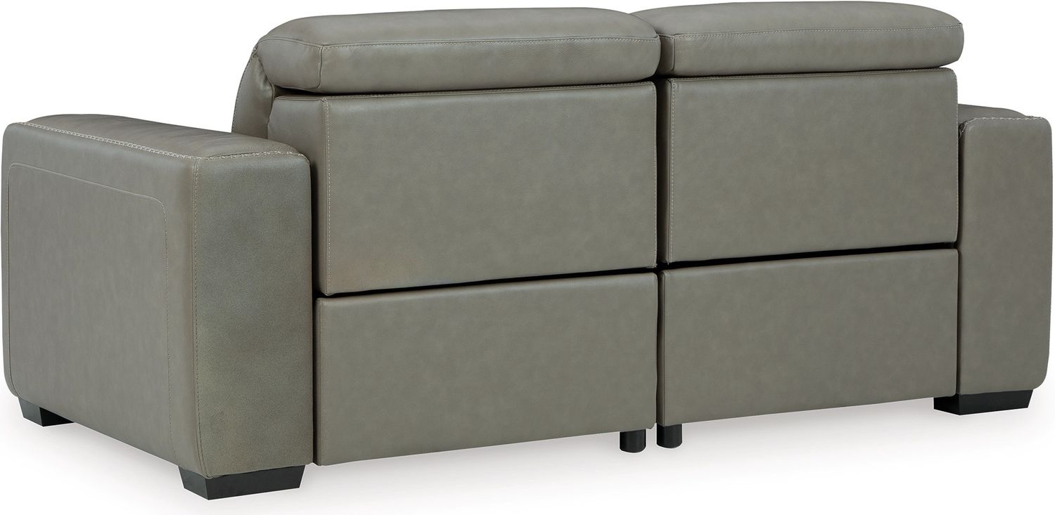 Correze Leather Power Reclining Loveseat In Gray U94202S10