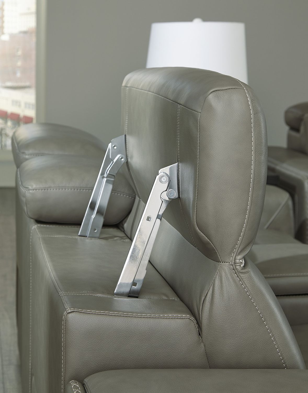 Correze Leather Power Reclining Loveseat In Gray U94202S10