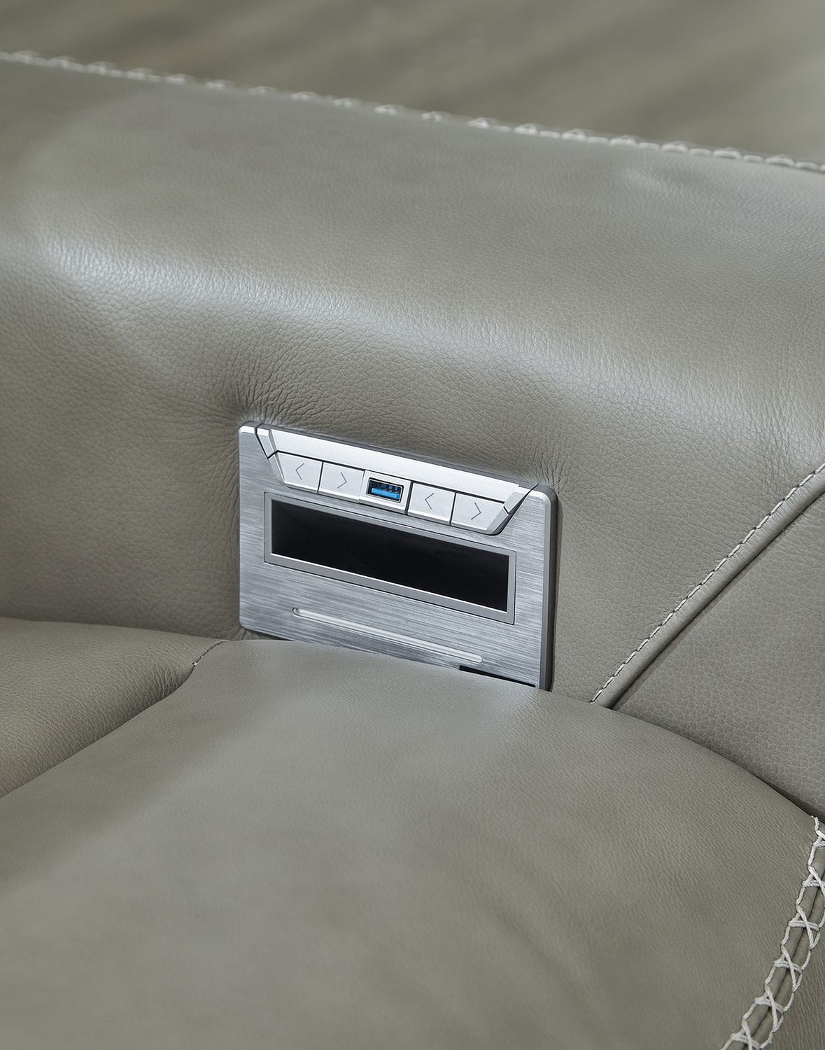 Correze Leather Power Reclining Loveseat In Gray U94202S10