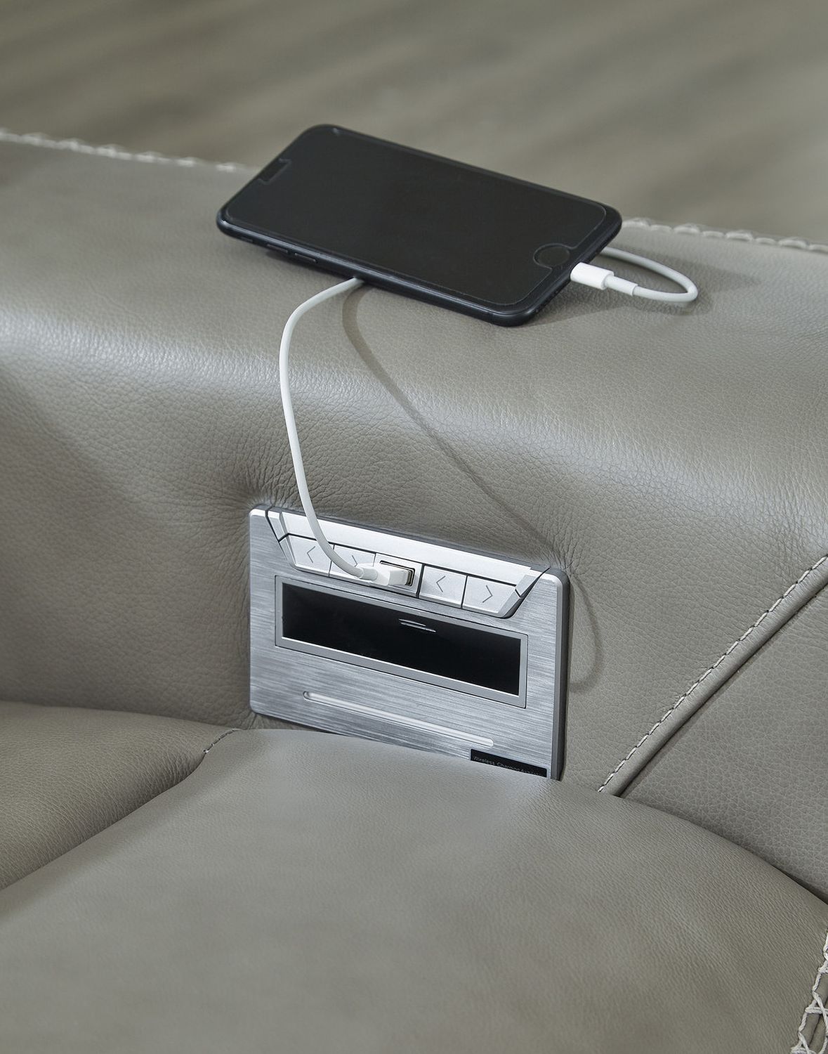 Correze Leather Power Reclining Loveseat In Gray U94202S10