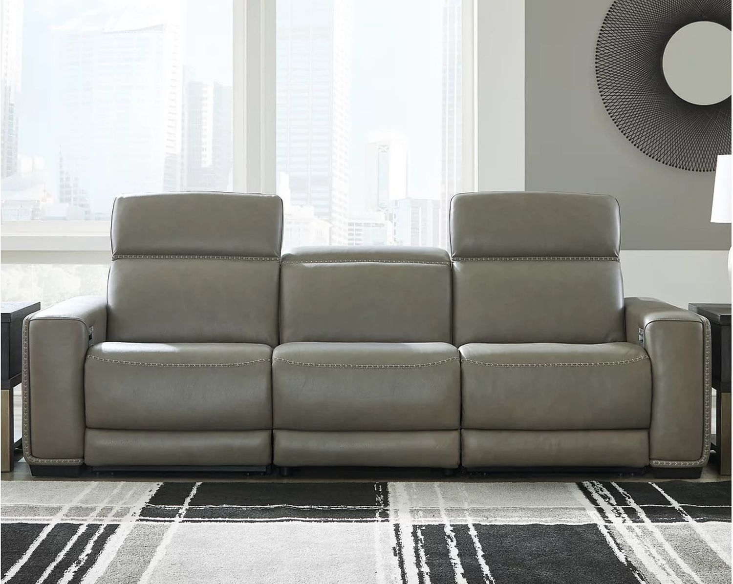 Correze Power Reclining Leather Sofa In Gray U94202S2