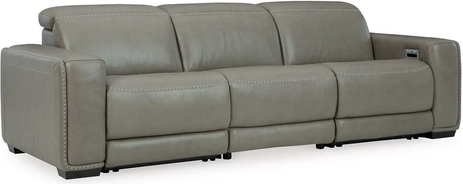 Correze Power Reclining Leather Sofa In Gray U94202S2