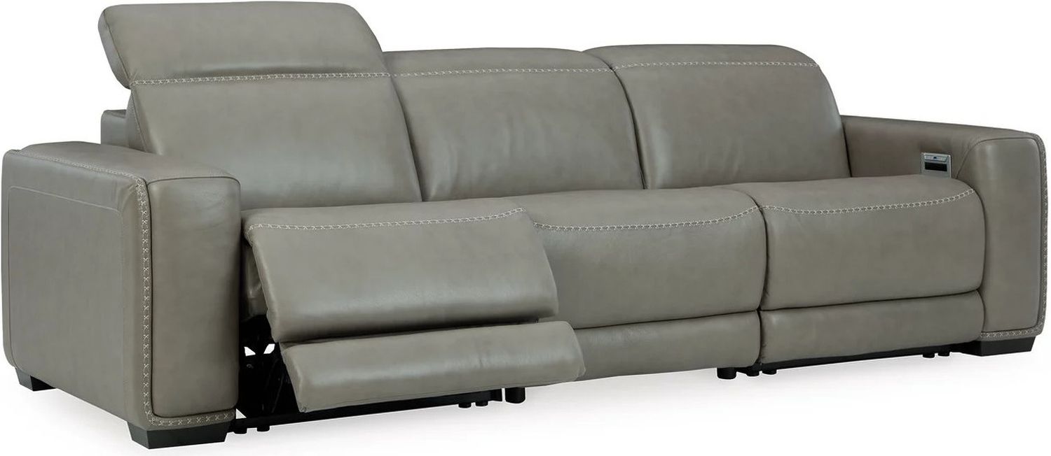 Correze Power Reclining Leather Sofa In Gray U94202S2
