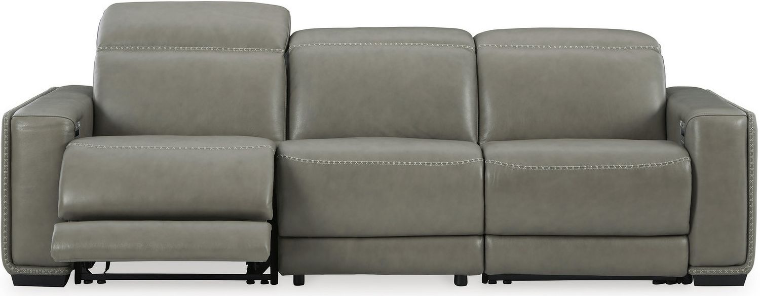 Correze Power Reclining Leather Sofa In Gray U94202S2