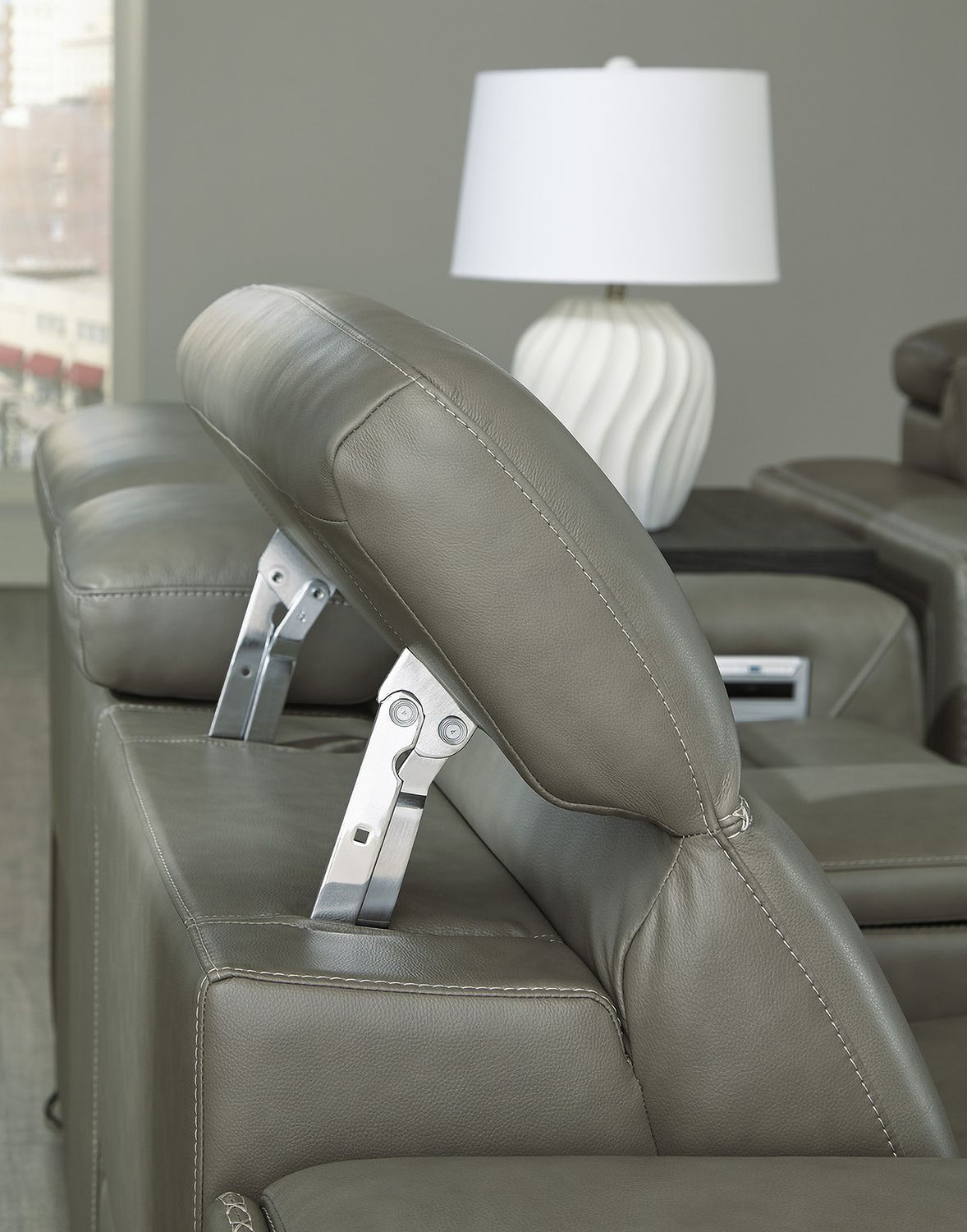 Correze Power Reclining Leather Sofa In Gray U94202S2