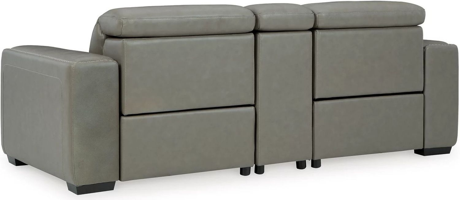 Correze Leather Power Reclining Console Loveseat In Gray U94202S3