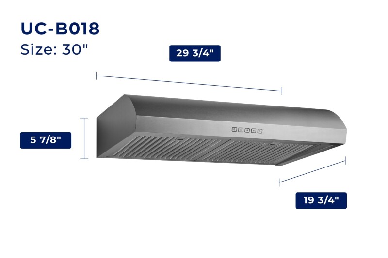 30" Under-Cabinet Range Hood - Convertible - Easy to Install UCB018SS30