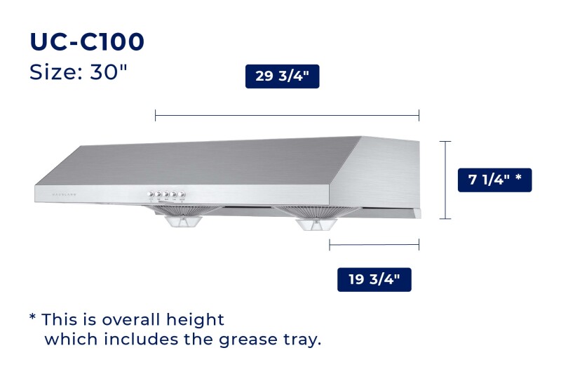 30" Under Cabinet Range Hood - Ducted - Everyday Cooking UCC100SS30