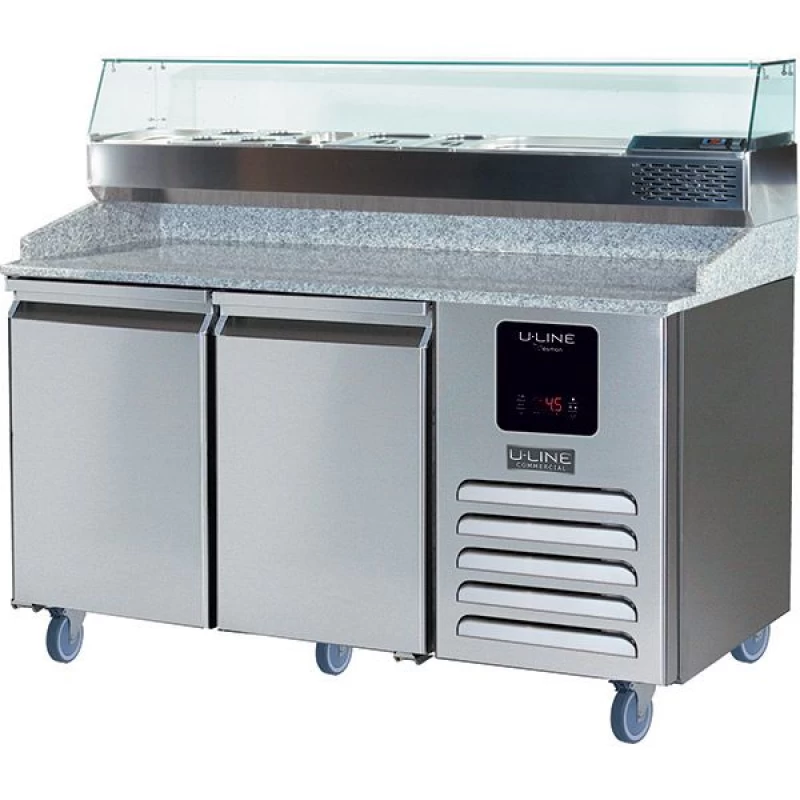 2 Door Refrigerated Pizza Prep-Table + Condiment Rail in Other UCPP566SS61A