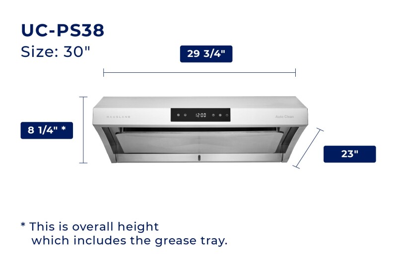 30" Under Cabinet Range Hood - Ducted - Auto Steam Clean UCPS38SS30