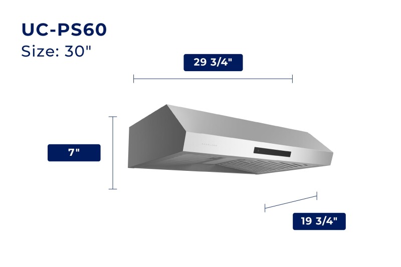 30" Under Cabinet Range Hood - Ducted - Ergonomic Design UCPS60SS30