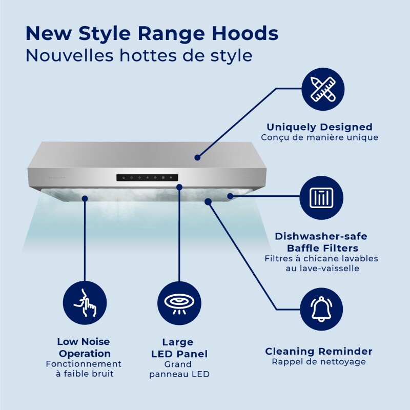 30" Under Cabinet Range Hood - Ducted - Ergonomic Design UCPS60SS30