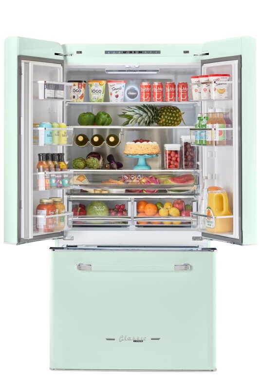 Classic Retro 36-inch 21.4 cu. ft. Frost Free French Door Counter Depth Refrigerator with Built-In Ice Maker® UGP595LLGAC