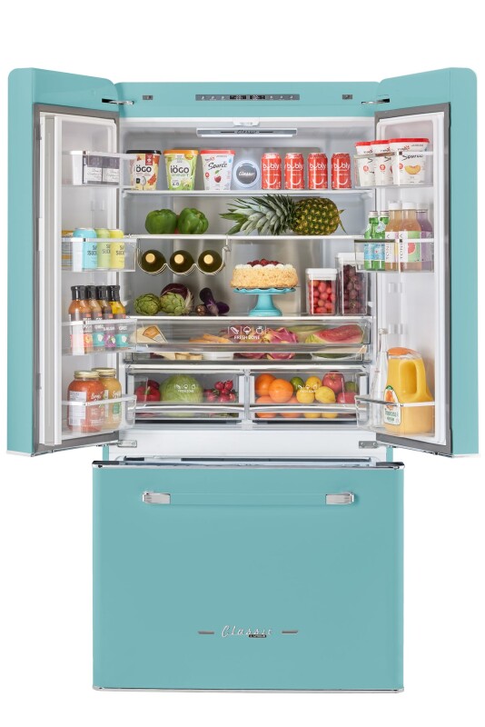 Classic Retro 36-inch 21.4 cu. ft. Frost Free French Door Counter Depth Refrigerator with Built-In Ice Maker® UGP595LTAC