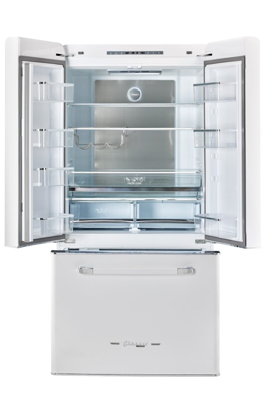 Classic Retro 36-inch 21.4 cu. ft. Frost Free French Door Counter Depth Refrigerator with Built-In Ice Maker - ® UGP595LWAC