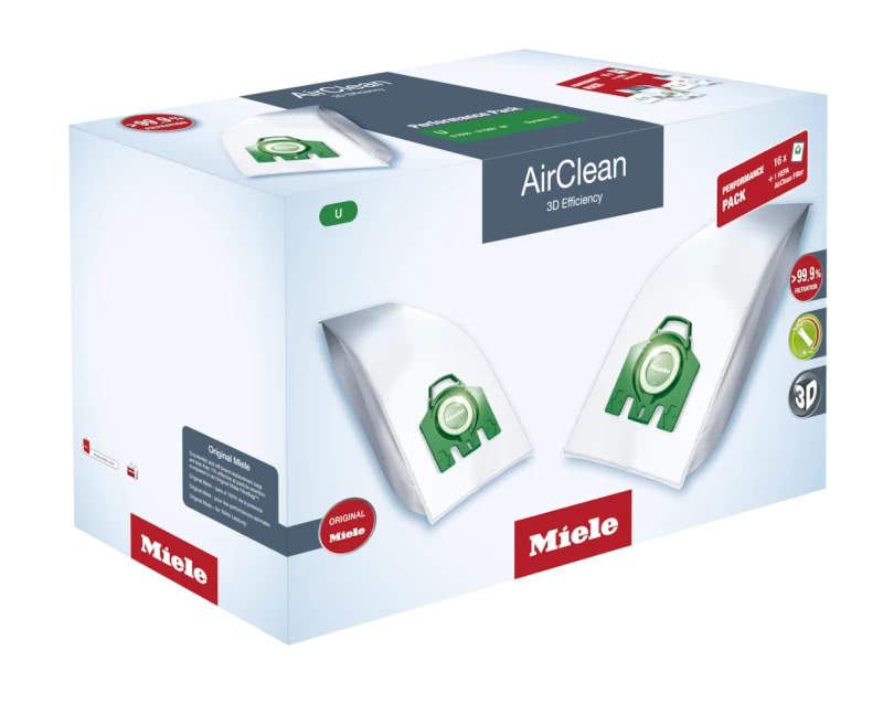 Performance Pack AirClean 3D Efficiency U 16 dustbags and 1 HEPA AirClean filter at a discount price UHA30PERFORMANCEAIRCLEAN3D