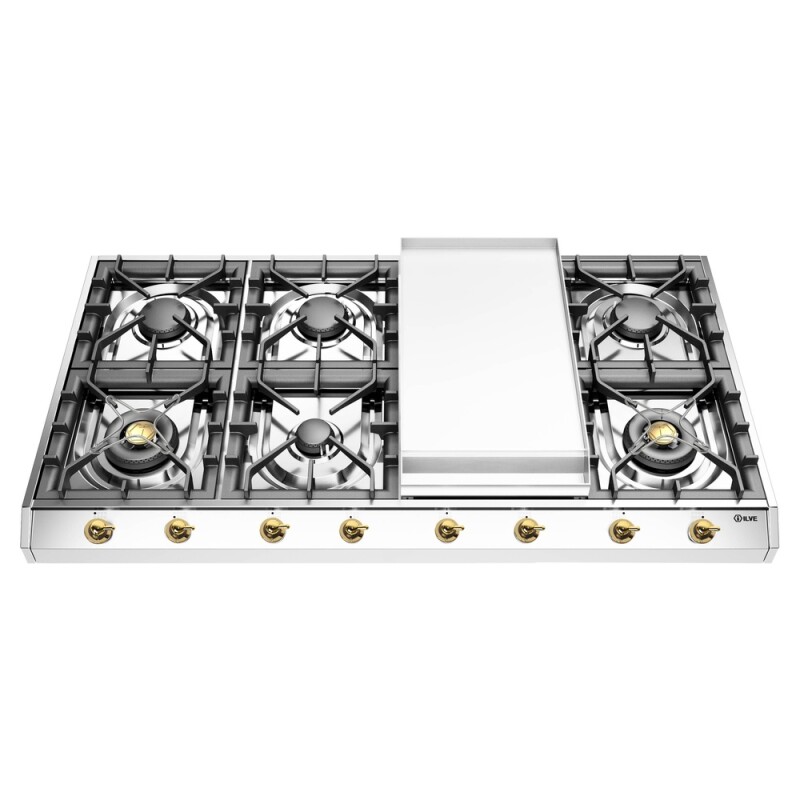 Nostalgie II 48 inch Built-In Gas Cooktop with Griddle, in UHCP1265FNSSGLP