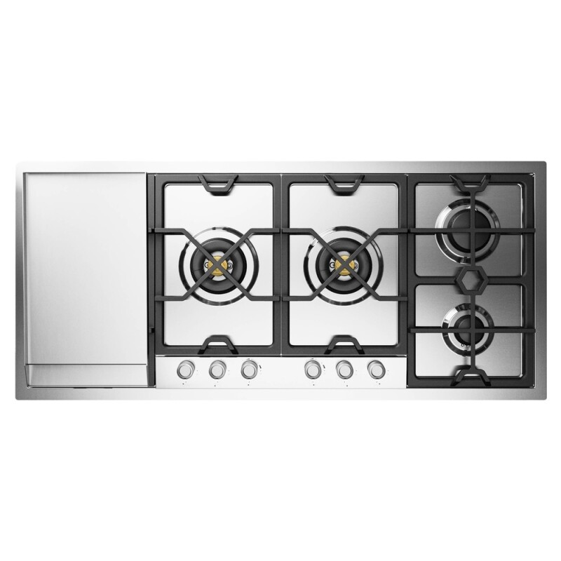 Panoramagic 48 inch Built-In Gas Cooktop with Total Black Burners, in UHCPMT125FSSLP