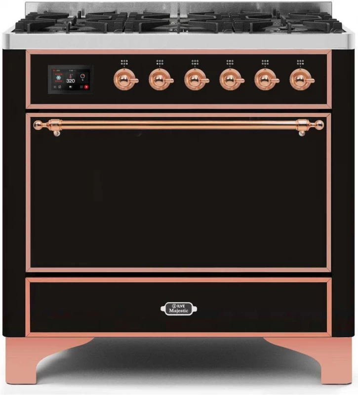 Majestic II Series 36" Dual Fuel Liquid Propane Freestanding Range UM096DQNS3BKPLP