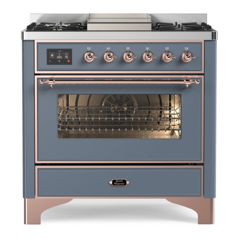 Majestic II 36 inch Dual Fuel Range with 6 Black Burners, Griddle UM09FDNS3BGP