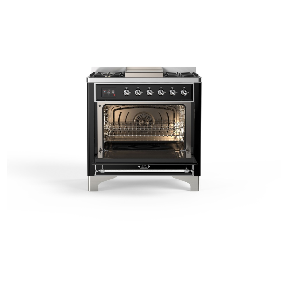 Majestic II 36 inch Dual Fuel Range with 6 Black Burners, Griddle UM09FDNS3BKC