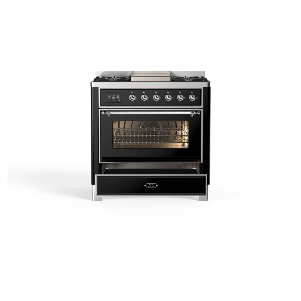 Majestic II 36 inch Dual Fuel Range with 6 Black Burners, Griddle UM09FDNS3BKC