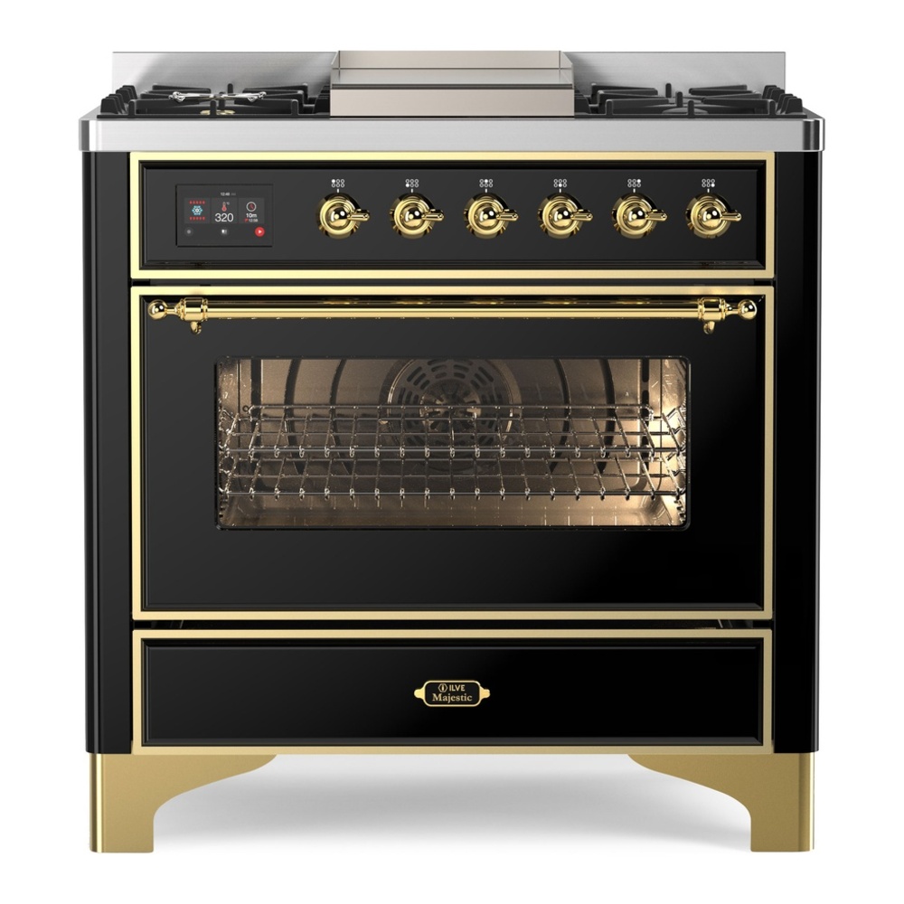 Majestic II 36 inch Dual Fuel Range with 6 Black Burners, Griddle UM09FDNS3BKG