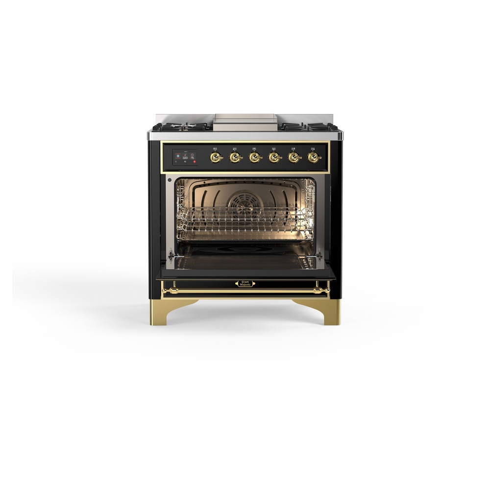 Majestic II 36 inch Dual Fuel Range with 6 Black Burners, Griddle UM09FDNS3BKG