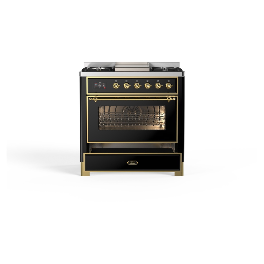Majestic II 36 inch Dual Fuel Range with 6 Black Burners, Griddle UM09FDNS3BKG