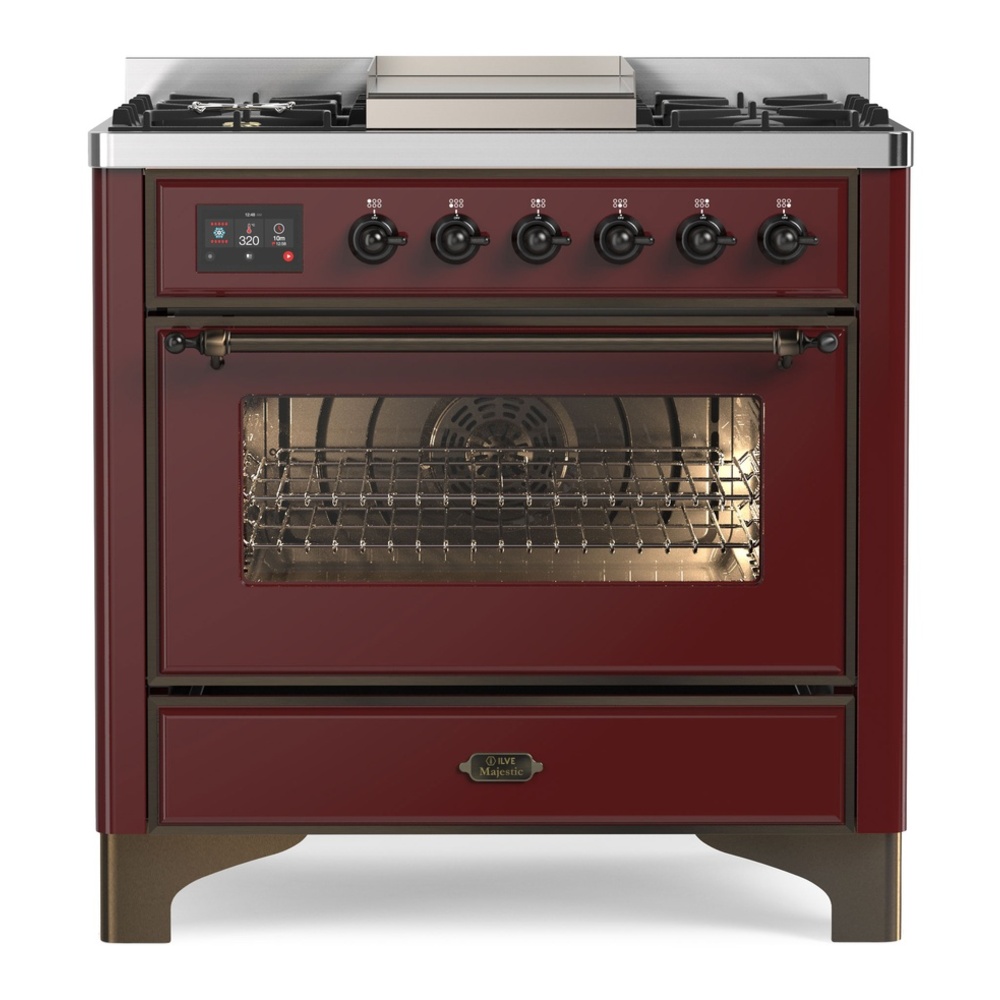 Majestic II 36 inch Dual Fuel Range with 6 Black Burners, Griddle UM09FDNS3BUB