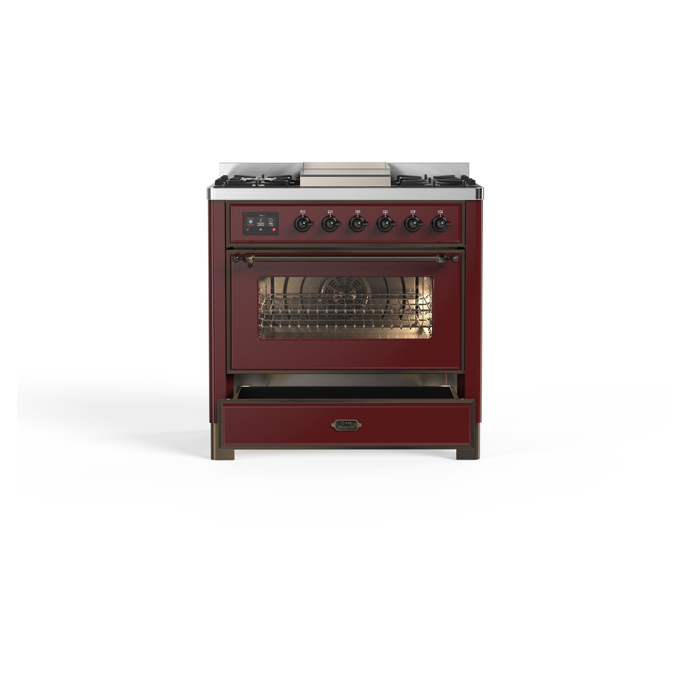 Majestic II 36 inch Dual Fuel Range with 6 Black Burners, Griddle UM09FDNS3BUB