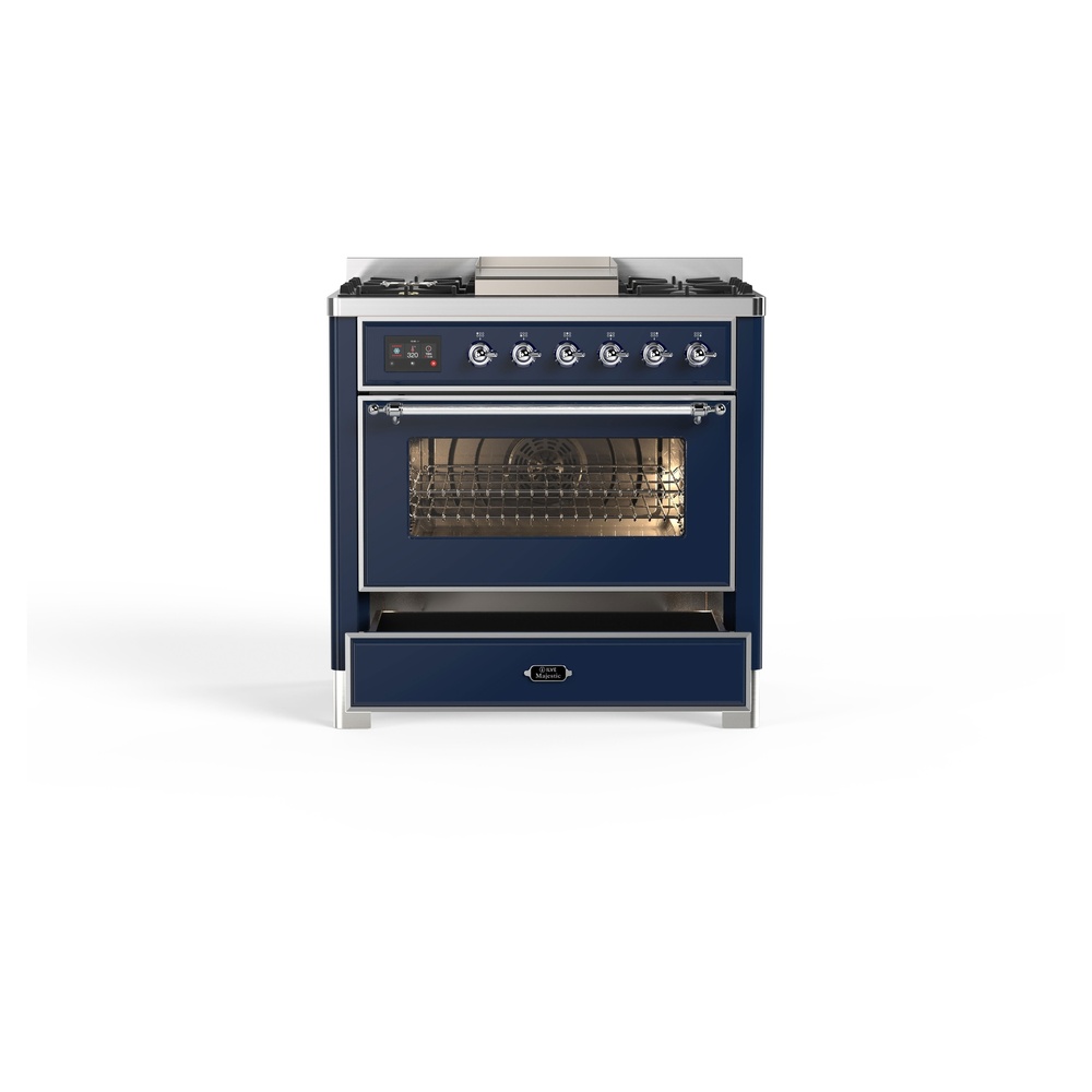 Majestic II 36 inch Dual Fuel Range with 6 Black Burners, Griddle UM09FDNS3MBC