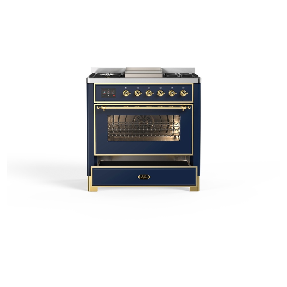 Majestic II 36 inch Dual Fuel Range with 6 Black Burners, Griddle UM09FDNS3MBGLP
