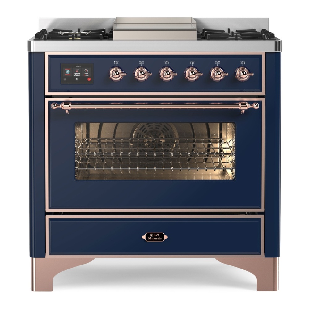 Majestic II 36 inch Dual Fuel Range with 6 Black Burners, Griddle UM09FDNS3MBPLP
