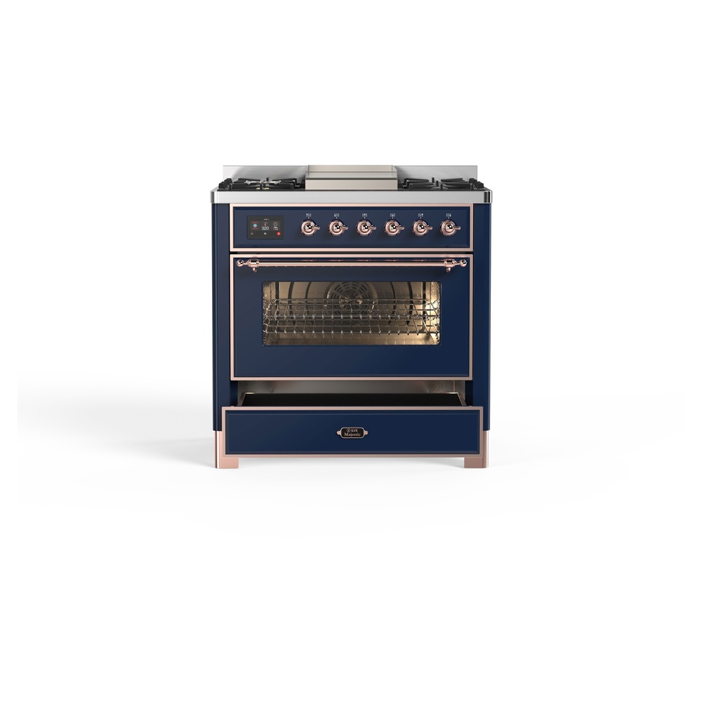 Majestic II 36 inch Dual Fuel Range with 6 Black Burners, Griddle UM09FDNS3MBPLP