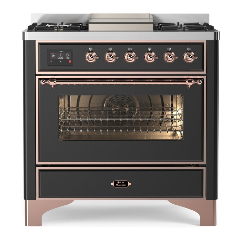 Majestic II 36 inch Dual Fuel Range with 6 Black Burners, Griddle UM09FDNS3MGP