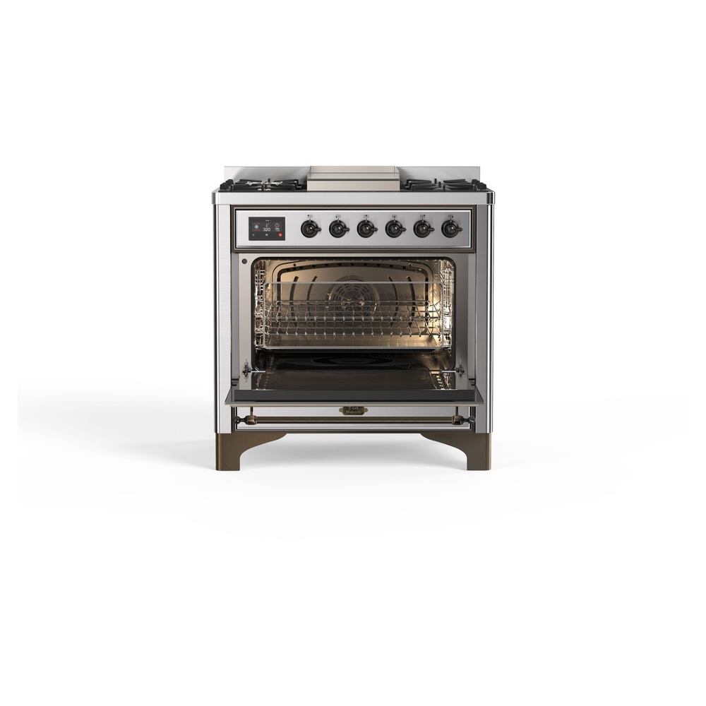 Majestic II 36 inch Dual Fuel Range with 6 Black Burners, Griddle UM09FDNS3SSB