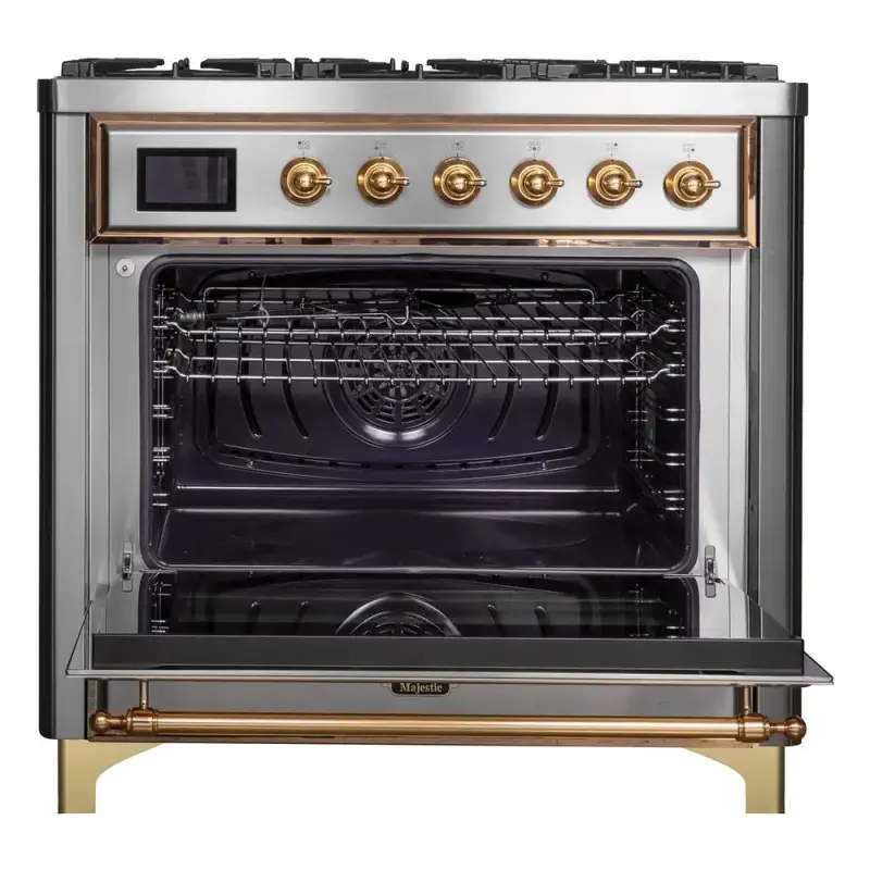 Majestic II 36 inch Dual Fuel Range with 6 Black Burners, Griddle UM09FDNS3SSP