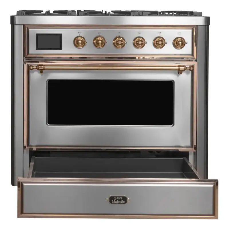 Majestic II 36 inch Dual Fuel Range with 6 Black Burners, Griddle UM09FDNS3SSP