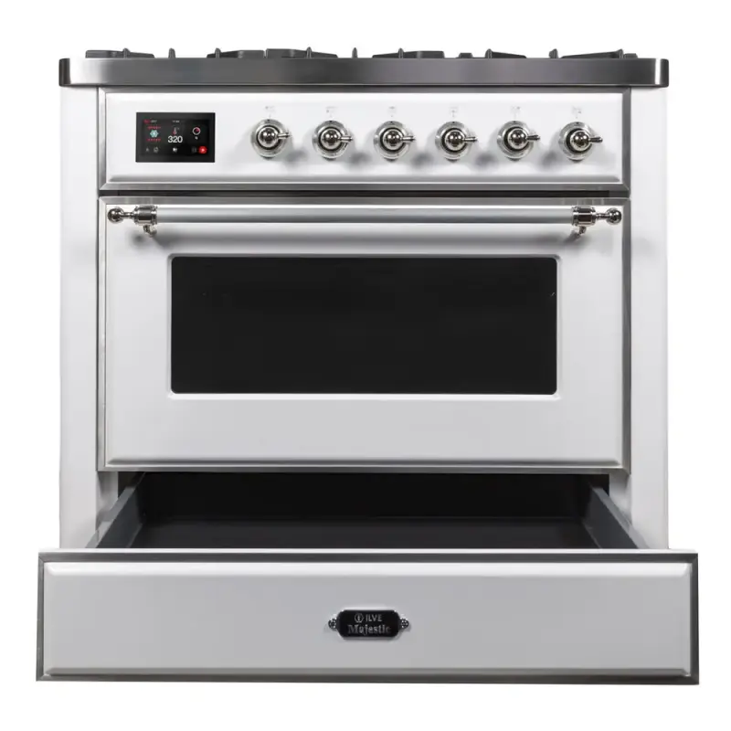 Majestic II 36 inch Dual Fuel Range with 6 Black Burners, Griddle UM09FDNS3WHC