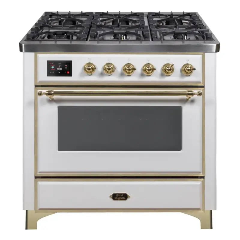 Majestic II 36 inch Dual Fuel Range with 6 Black Burners, Griddle UM09FDNS3WHG