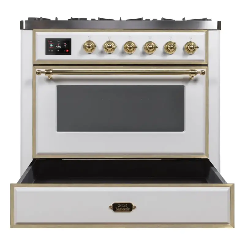 Majestic II 36 inch Dual Fuel Range with 6 Black Burners, Griddle UM09FDNS3WHG