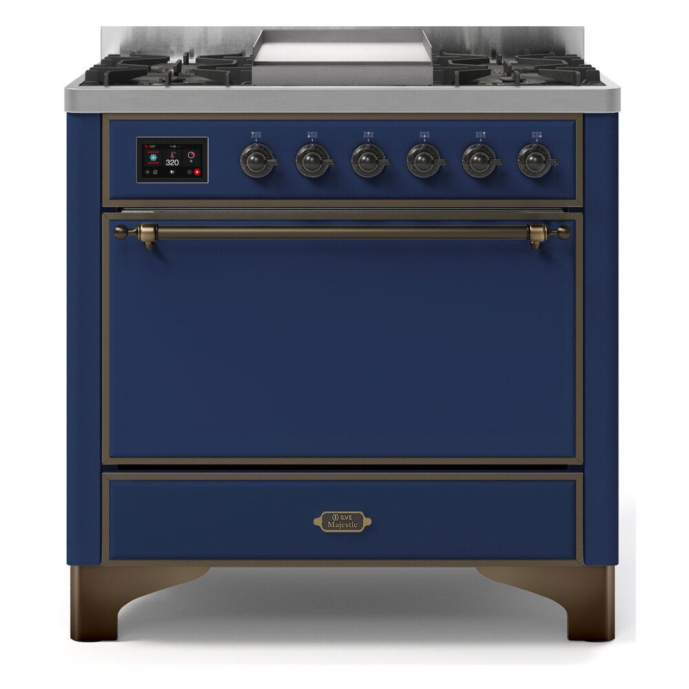 Majestic II 36 inch Dual Fuel Range with 6 Black Burners, Griddle UM09FDQNS3MBBLP