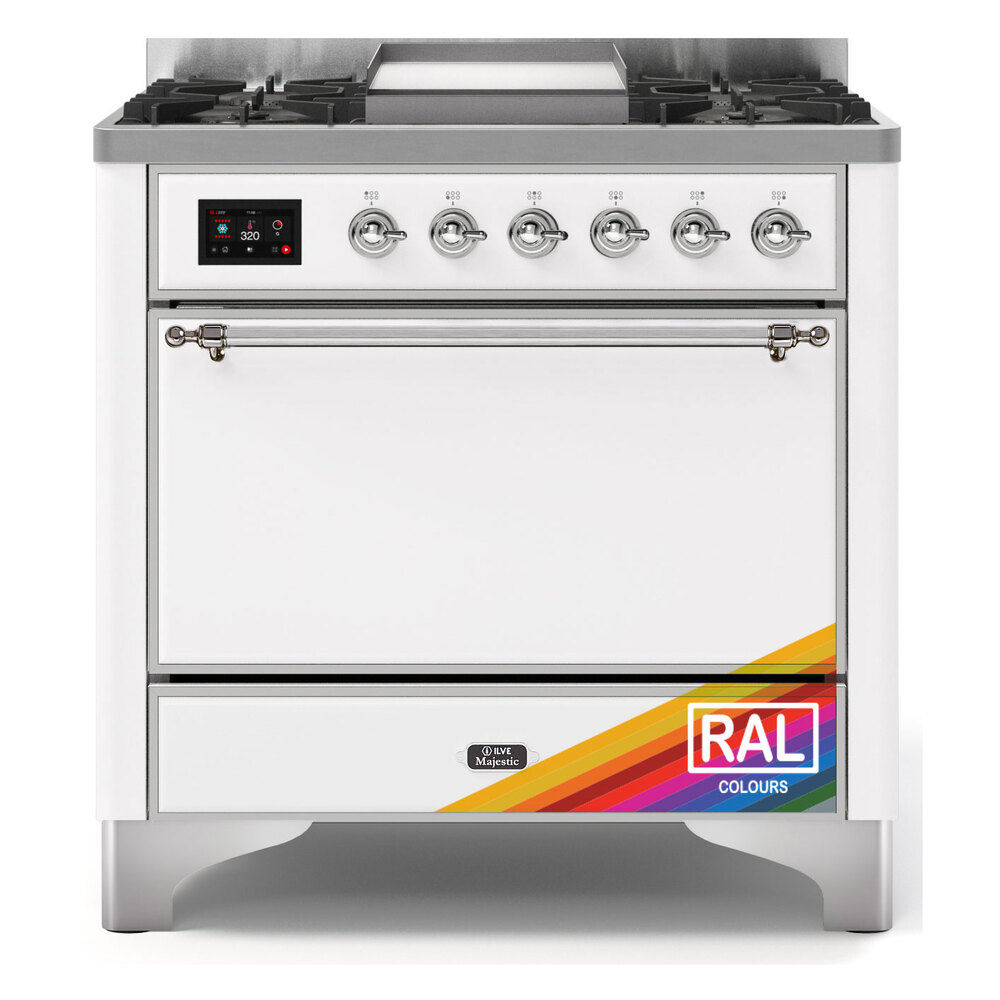 Majestic II 36 UM09FDQNS3RAC Freestanding Dual Fuel Range with 6 Sealed Burners with Griddle Single Oven with Solid Door with Chrome knobs UM09FDQNS3RAC
