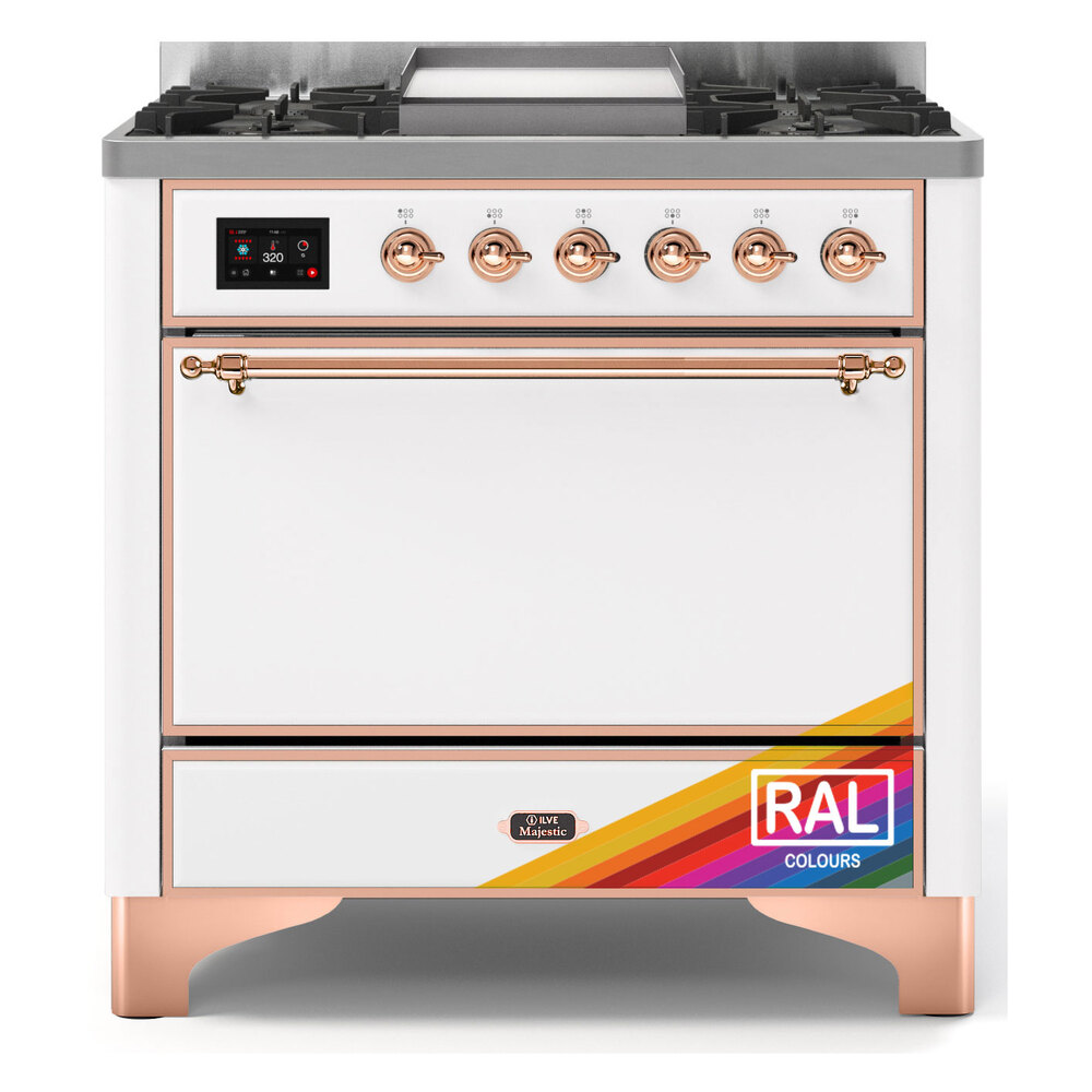 Majestic II 36 UM09FDQNS3RAP Freestanding Dual Fuel Range with 6 Sealed Burners with Griddle Single Oven with Solid Door with Copper knobs UM09FDQNS3RAPLP