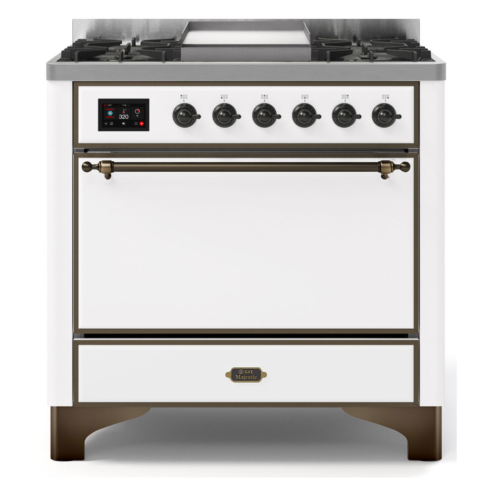Majestic II 36 inch Dual Fuel Range with 6 Black Burners, Griddle UM09FDQNS3WHB