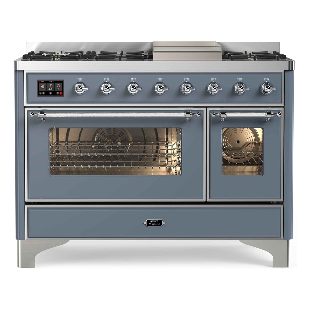 Majestic II 48 inch Dual Fuel Range with 8 Black Burners, Griddle UM12FDNS3BGC