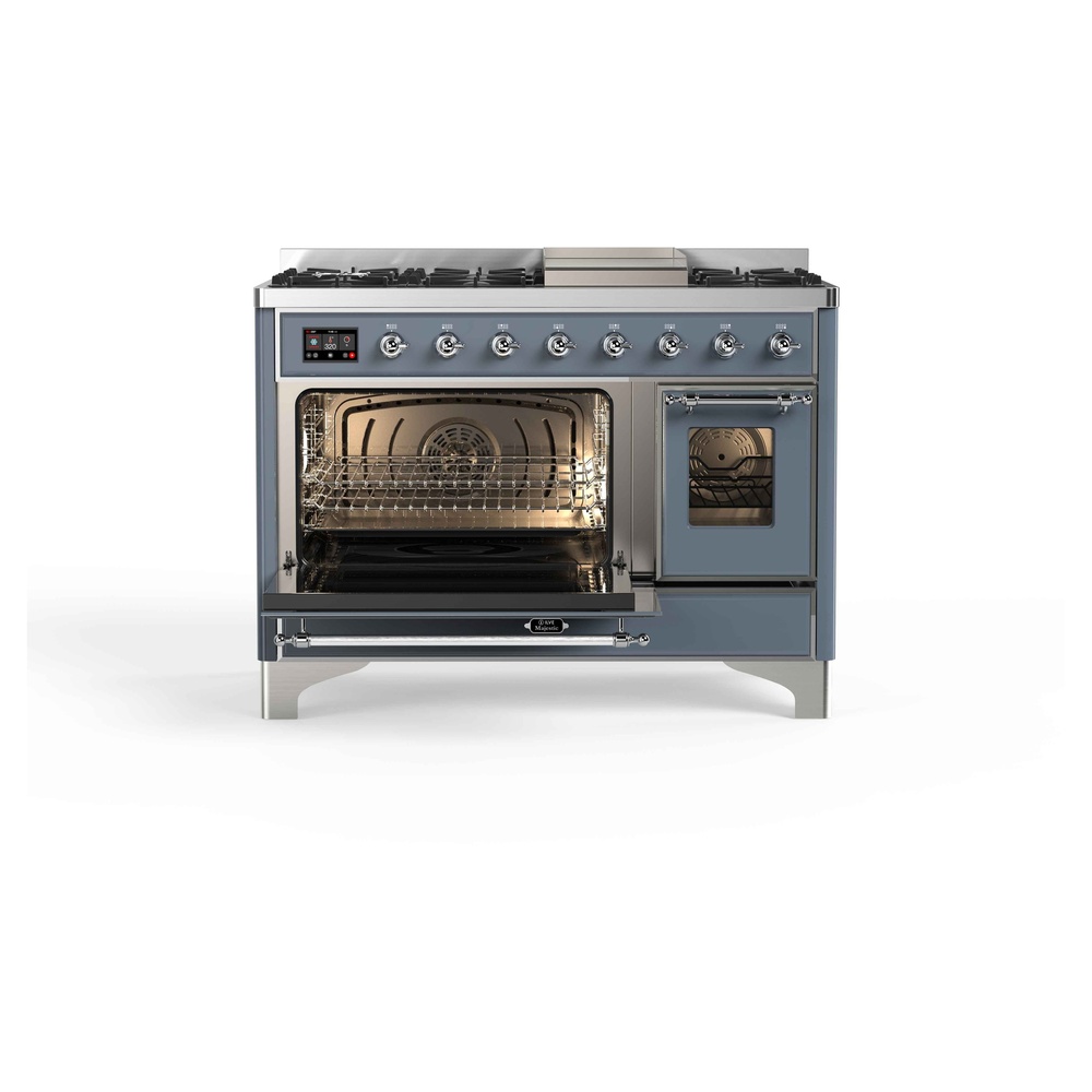 Majestic II 48 inch Dual Fuel Range with 8 Black Burners, Griddle UM12FDNS3BGC