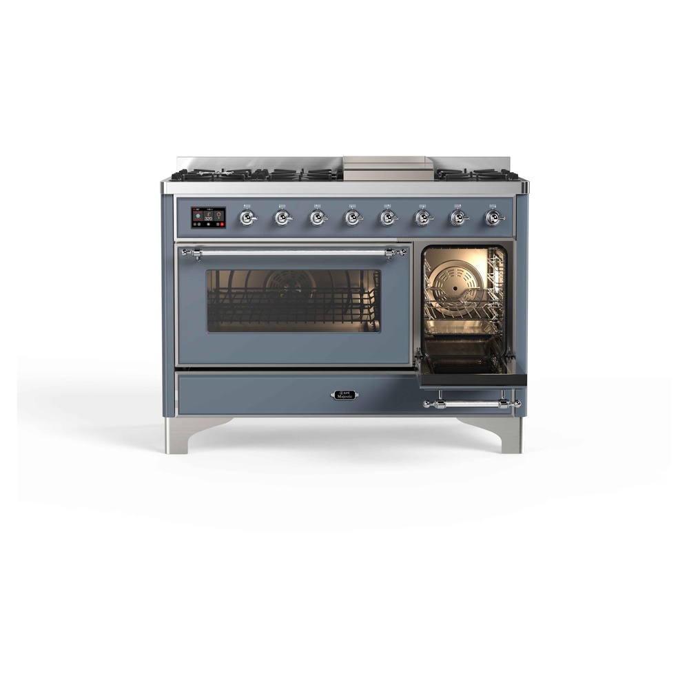 Majestic II 48 inch Dual Fuel Range with 8 Black Burners, Griddle UM12FDNS3BGC